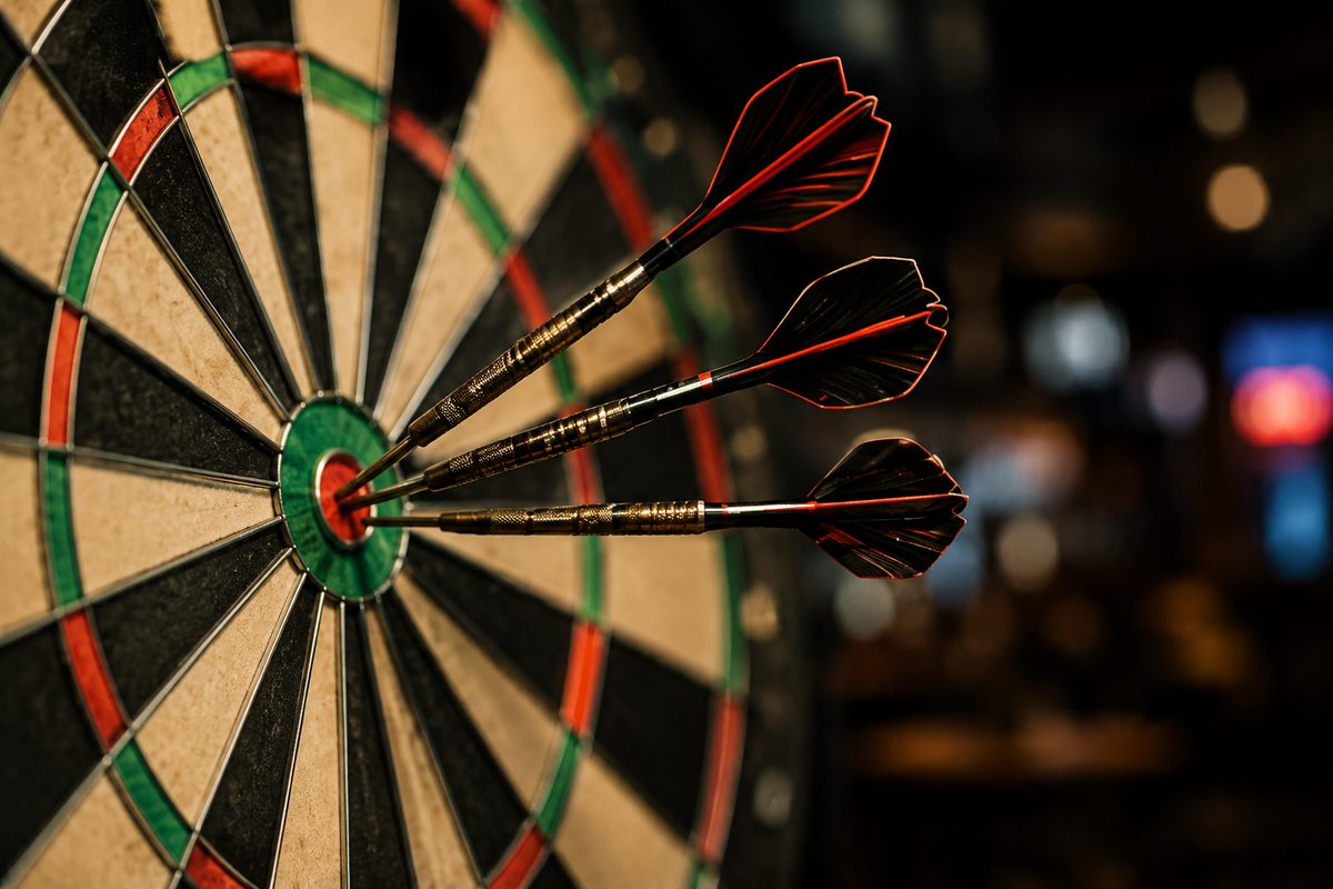 Darts league night at the bar